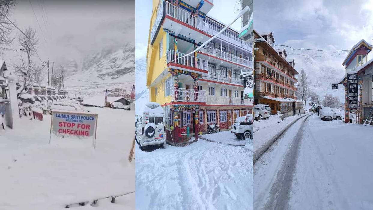 Himachal Weather: Fresh snowfall in lahul including South Portal of Atal Tunnel, Chandra Valley Lakdak