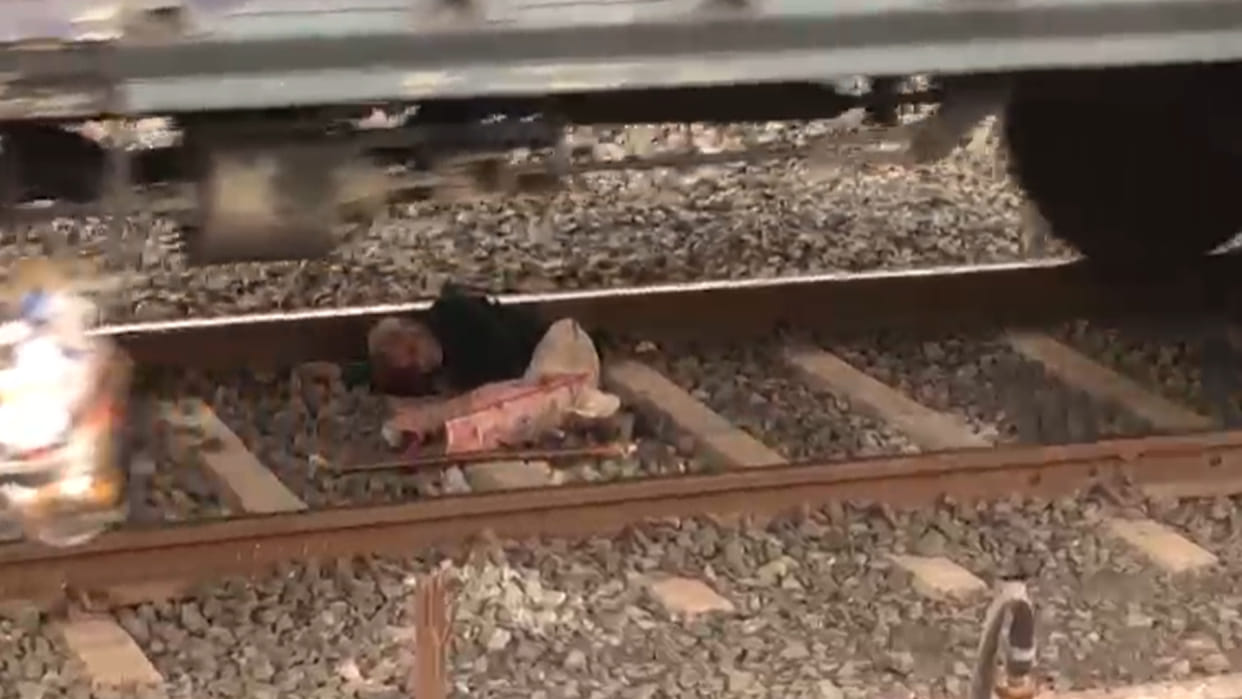 Old man lying on the track to commit suicide in Guna