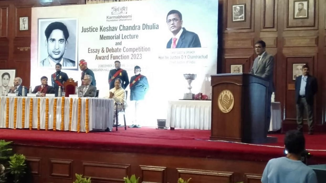 Chief Justice DY Chandrachud reached Dehradun FRI said India is a fortunate country holy book is Constitution