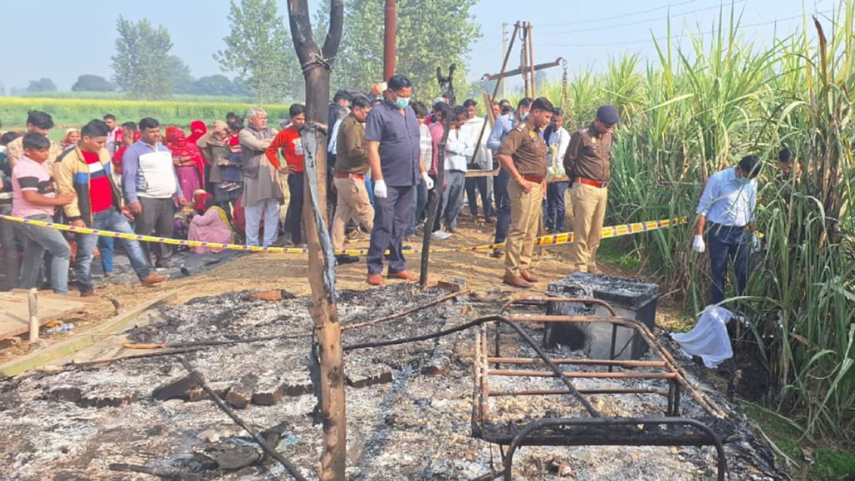 Watchman burnt to death due to fire in his hut at sugarcane weighing center in Shamli