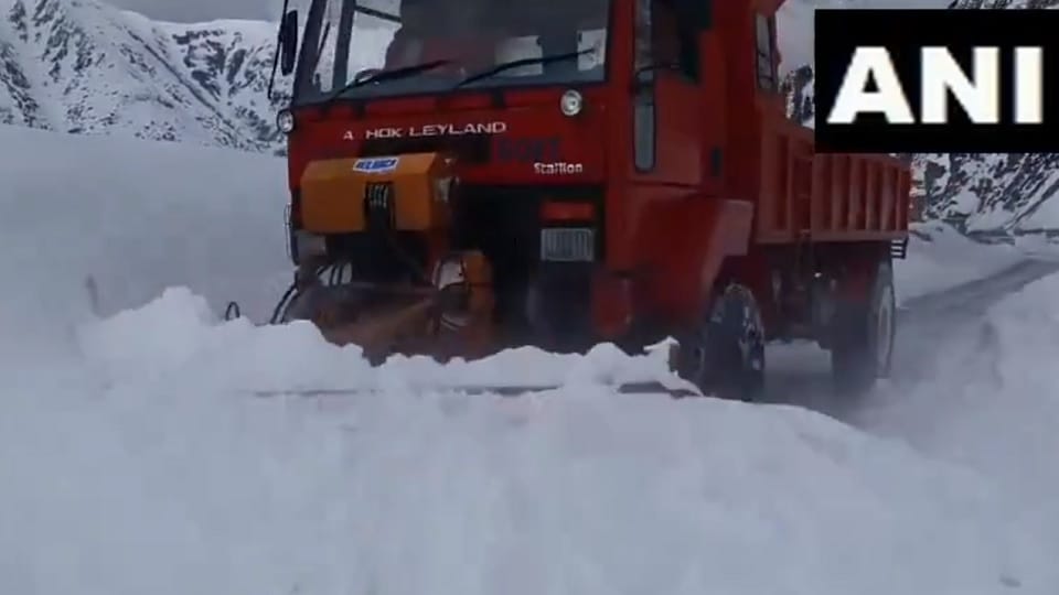 Snowfall in Pir Panjal range in Jammu and Kashmir