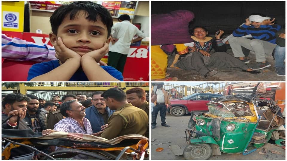 Agra Accident six death bloody cut of delhi highway child death mother became unconscious