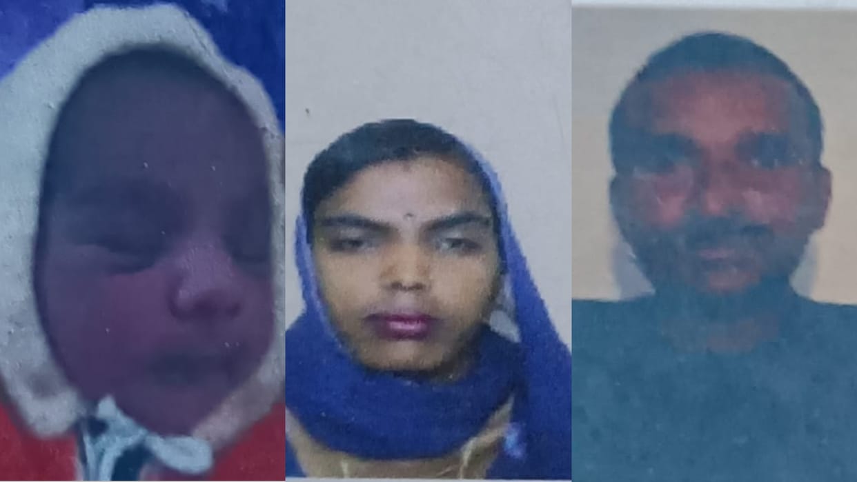 Father, mother and sister returning after giving medicine to three month old daughter died in a road accident