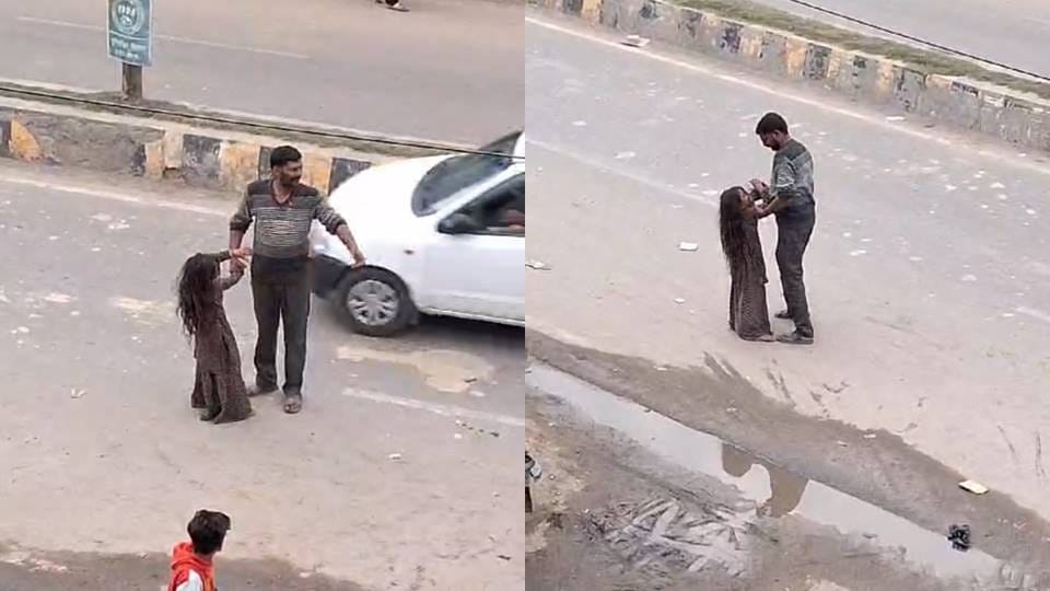 Father brutally beaten to Daughter on the road in Garhmukteshwar