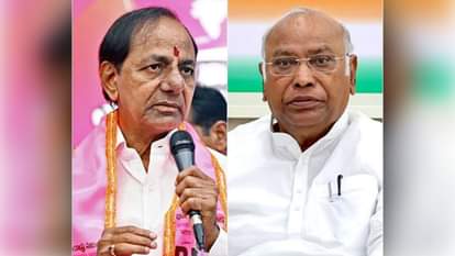 तेलंगाना के पूर्व CM के चंद्रशेखर राव, कांग्रेस के राष्ट्रीय अध्यक्ष खड़गे (फाइल)