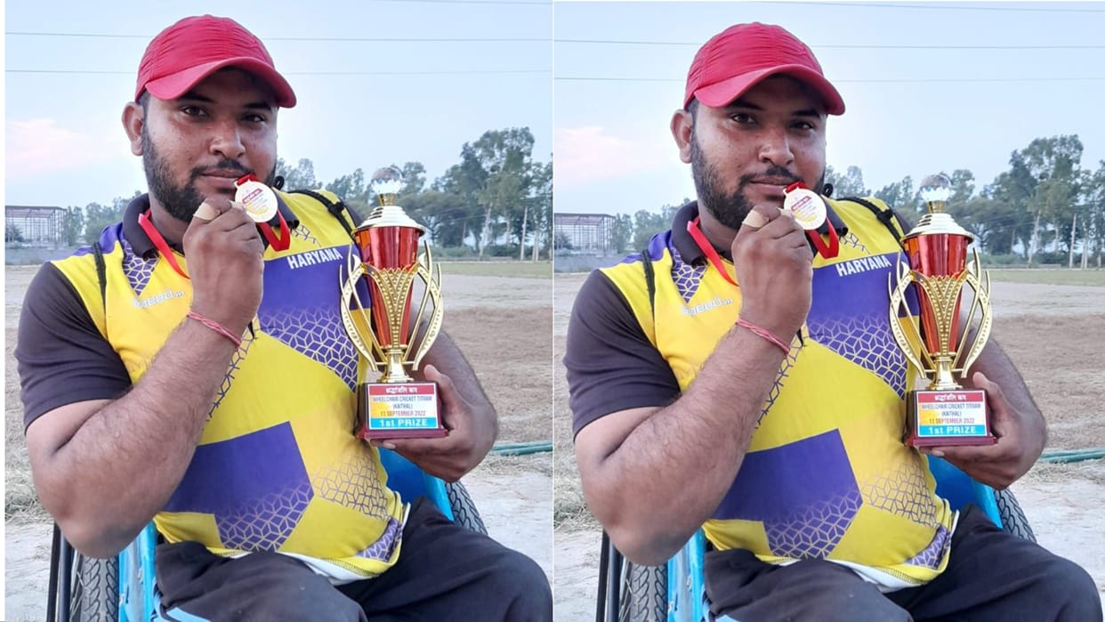 Disabled Sitaram's passion, showing wonders in cricket