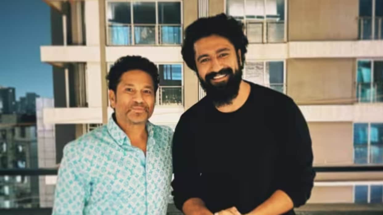 Vicky Kaushal Poses With Sachin Tendulkar after screening of Sam Bahadur says My Childhood Hero Saw My Film