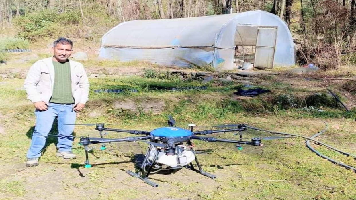 Drone spraying trial conducted in Phalana Panchayat, gardeners happy