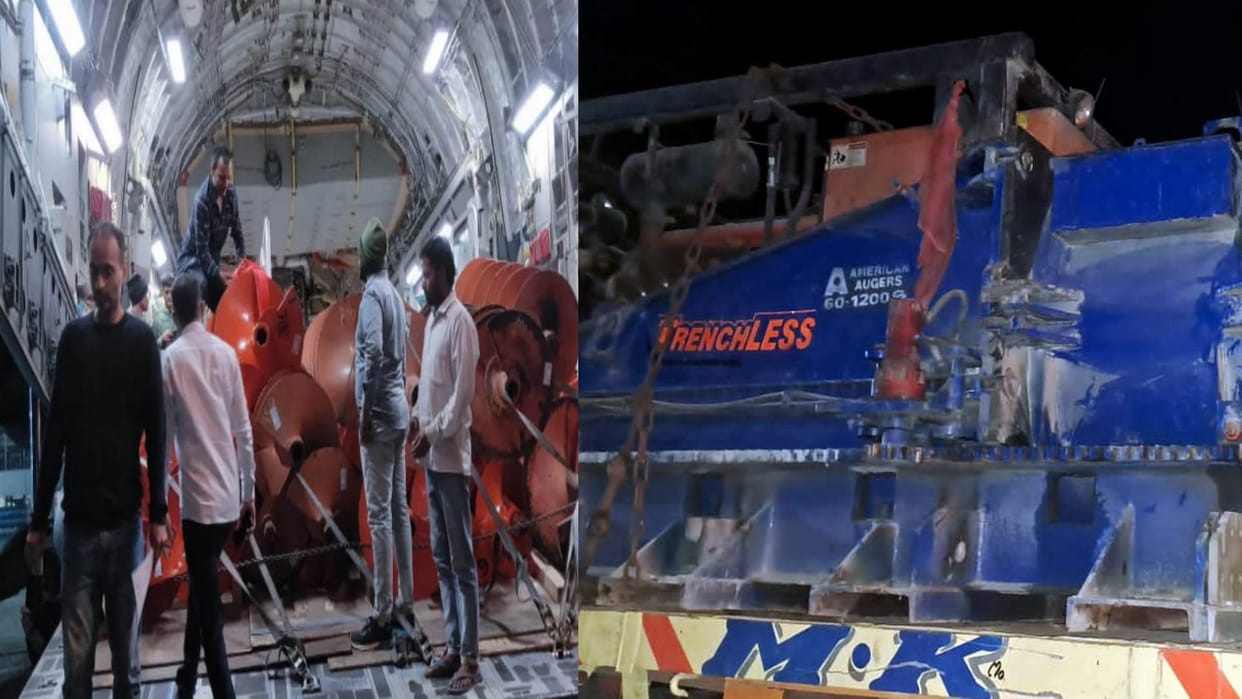American auger machine come by plane during Silkyara tunnel accident returning by road Uttarkashi Tunnel