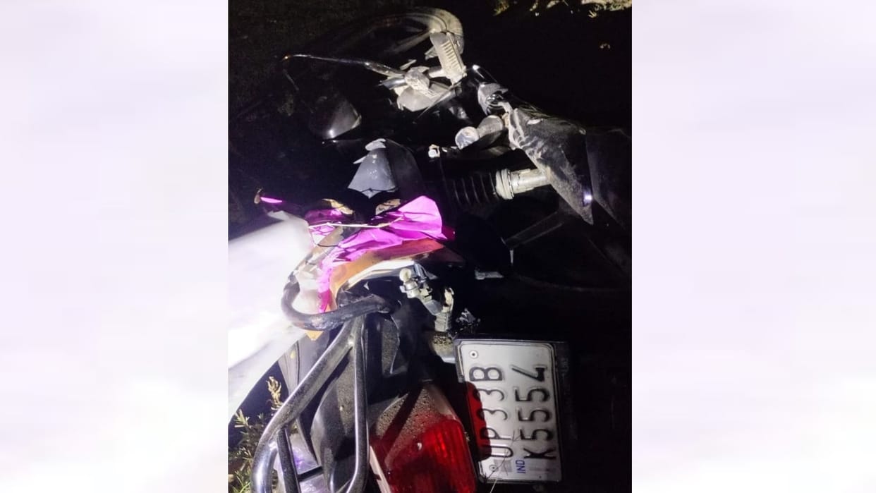 A bus hits a bike two died and two injured in Raebareli.