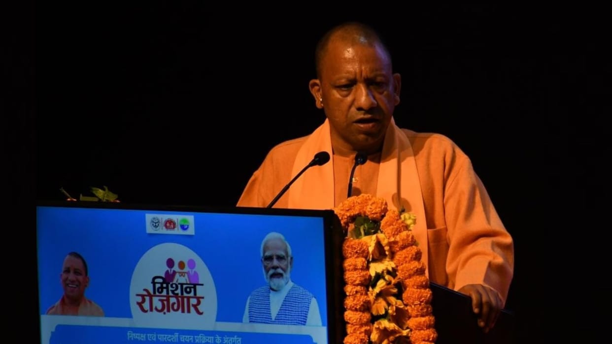 CM Yogi Adityanath distributes joining letters to staff nurses and other health employees.