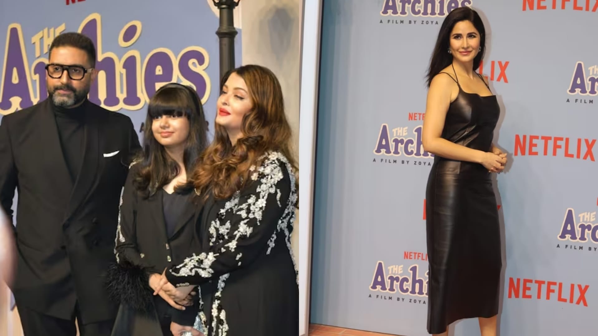 The Archies: Agastya Nanda poses with Amitabh Bachchan and Abhishek at grand premiere of his debut film