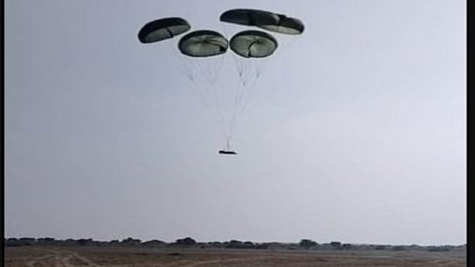Big success for Indian Air Force now weapons weighing 16 tons can be dropped by parachute in inaccessible area