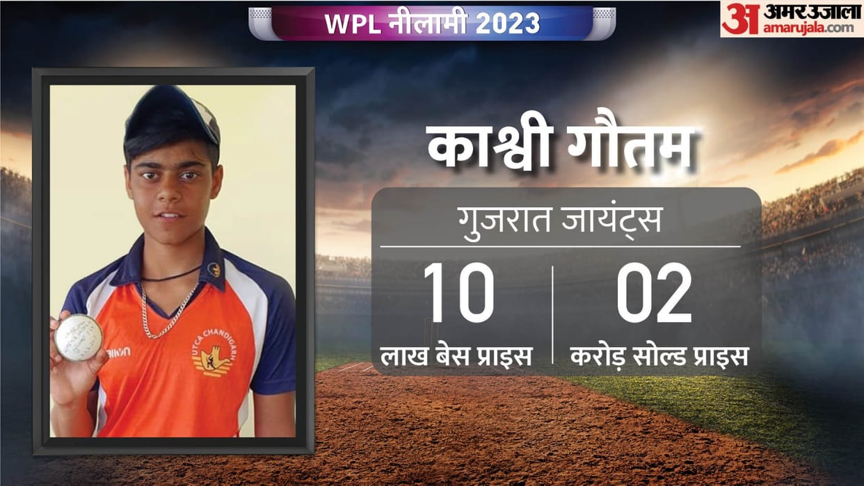 Kashvi Gautam indian right arm pacer and pinch hitter sold for 2 crore to Gujarat Giants in WPL Auction