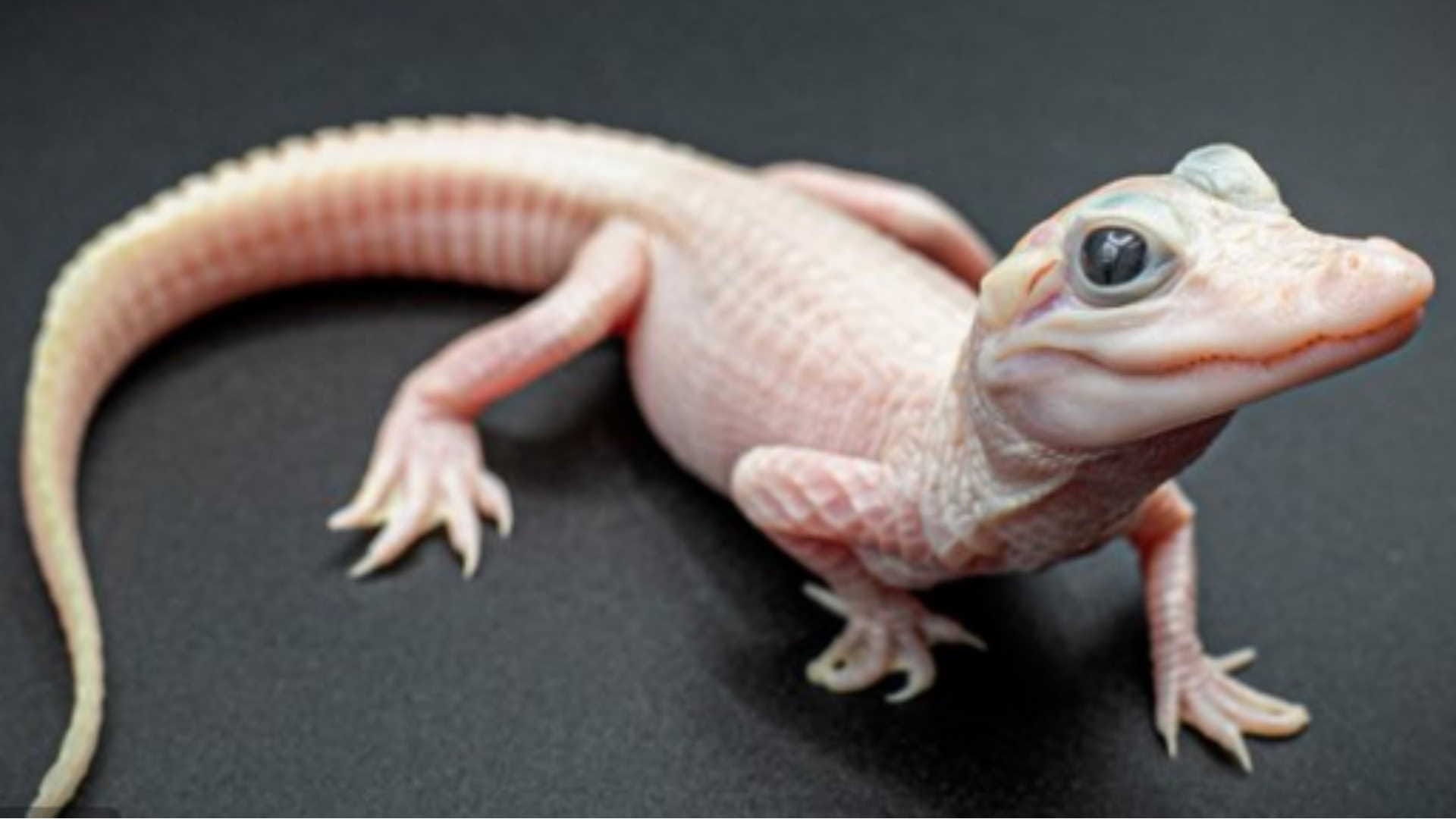 rare white alligator born at Florida park female leucistic alligator is one of the only eight in world