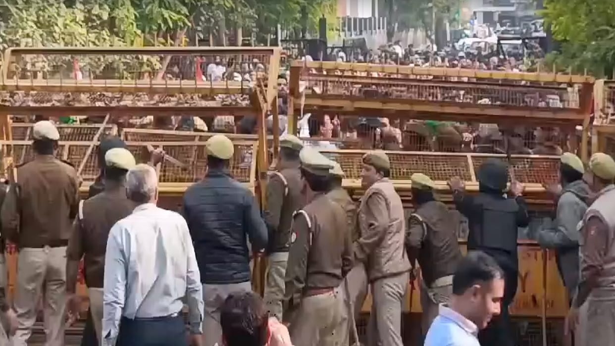 Farmers protest against Noida Authority regarding their demands