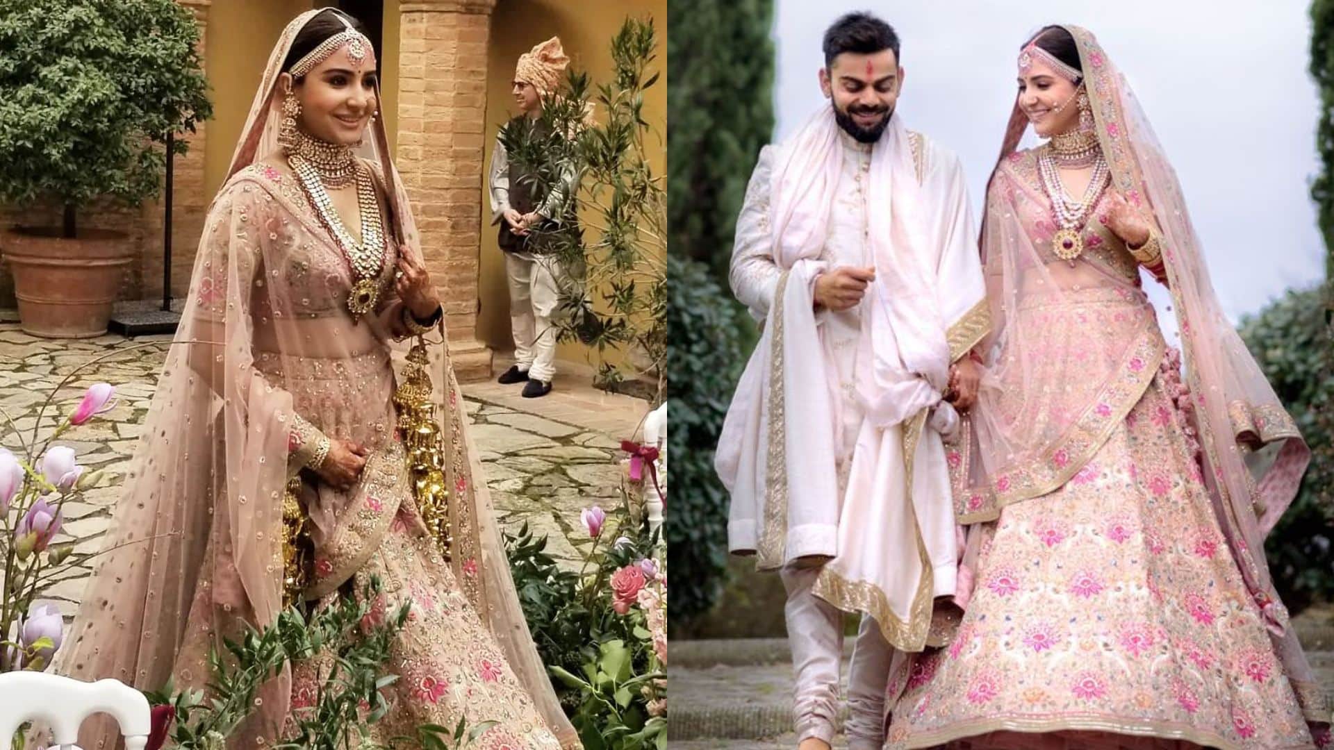 virat kohli and anushka sharma wedding anniversary wedding lehenga of Anushka sharma