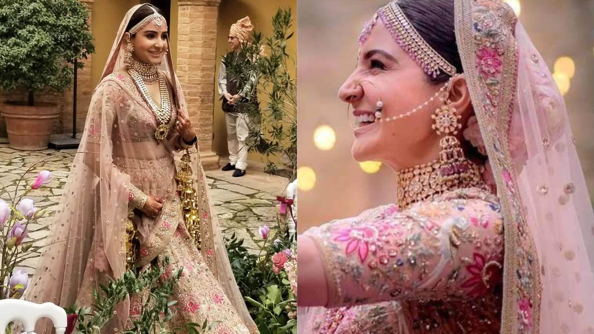 virat kohli and anushka sharma wedding anniversary wedding lehenga of Anushka sharma