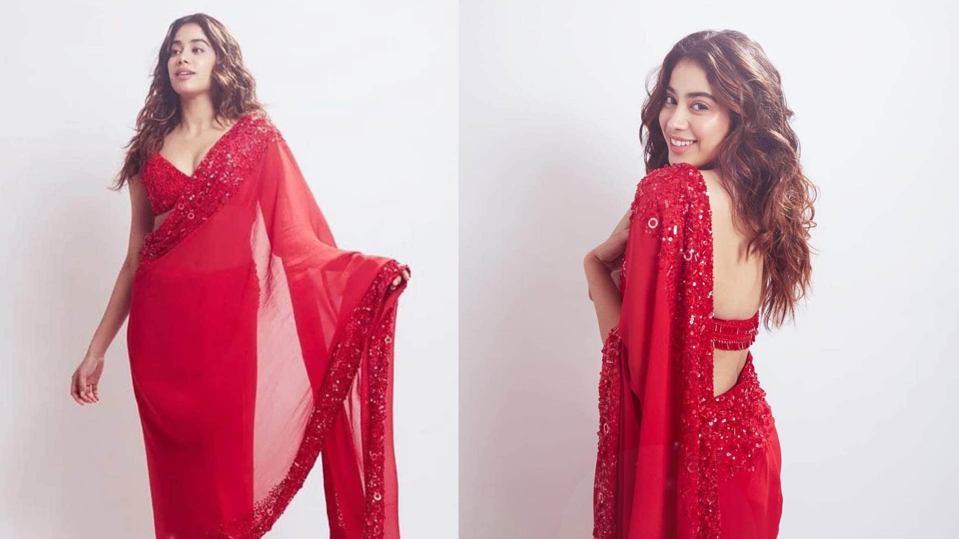 Christmas 2023 trendy red saree for Christmas party