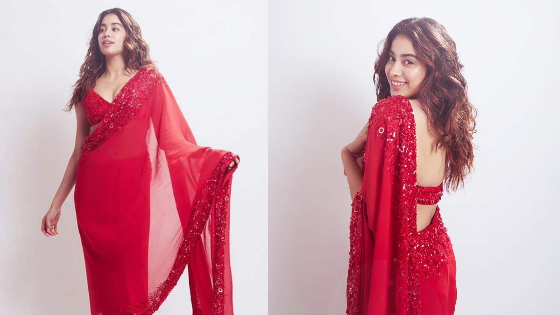Christmas 2023 trendy red saree for Christmas party