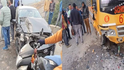 Asha worker died in road accident, car-school bus collides in Balugaloa