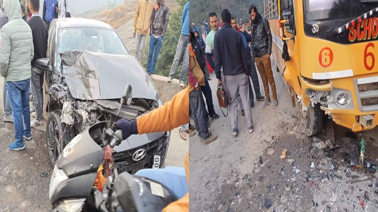 Asha worker died in road accident, car-school bus collides in Balugaloa