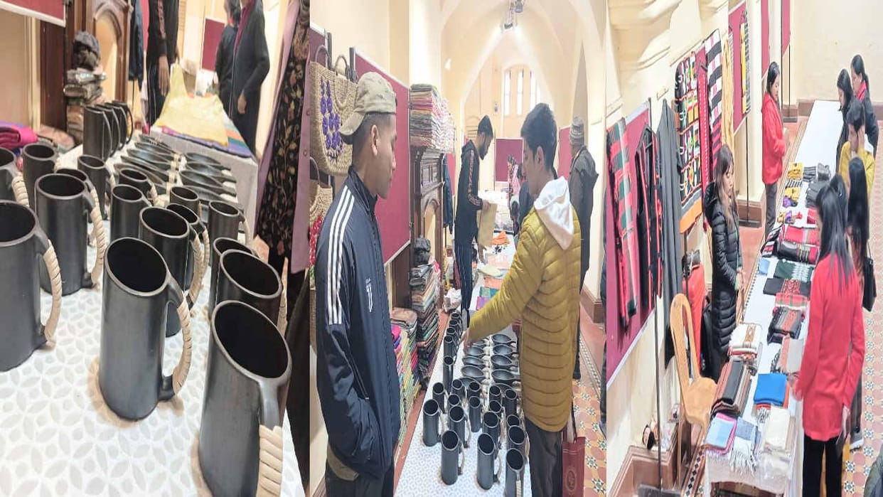 Cups and plates made of black stone from Manipur became the main center of attraction in the artisans fair.