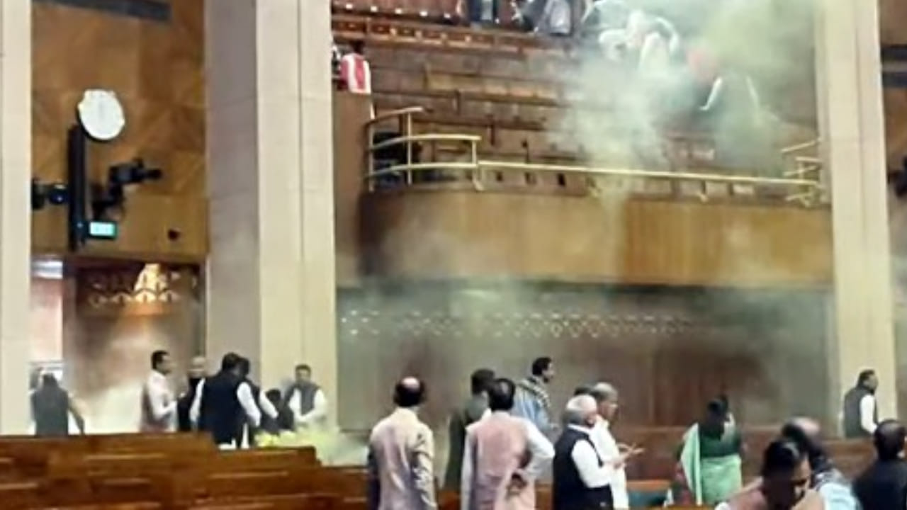 Parliament Security Breach: People who jumped into House beaten up by MPs before marshals catch them