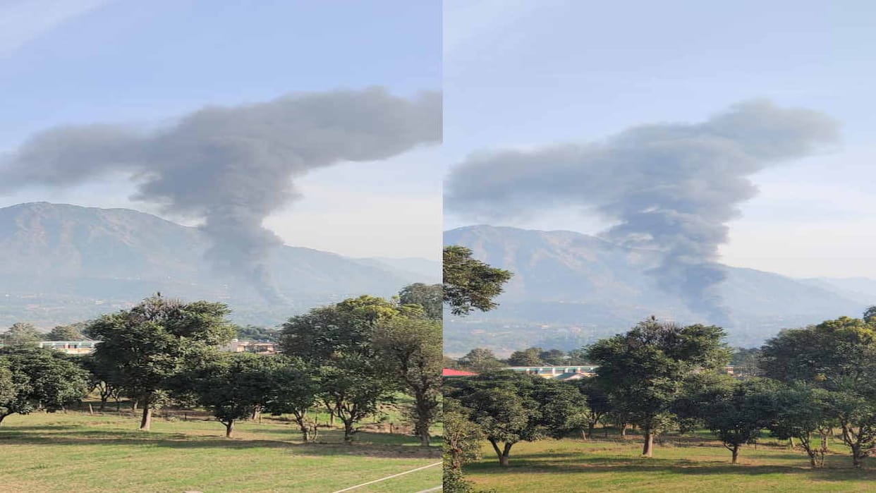 Fire breaks out in Biroja factory in Bilaspur, plume of smoke visible from several kilometers away