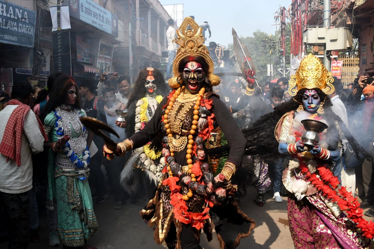 Kashi Vishwanath Dham Corridor illuminated with lamps on inauguration festival