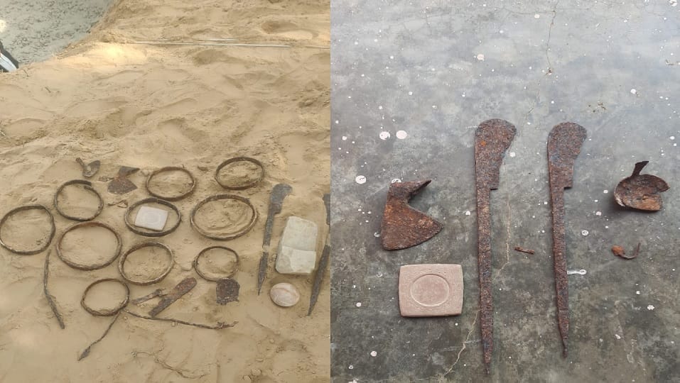 Antiquities found during excavation in temple at Dadri