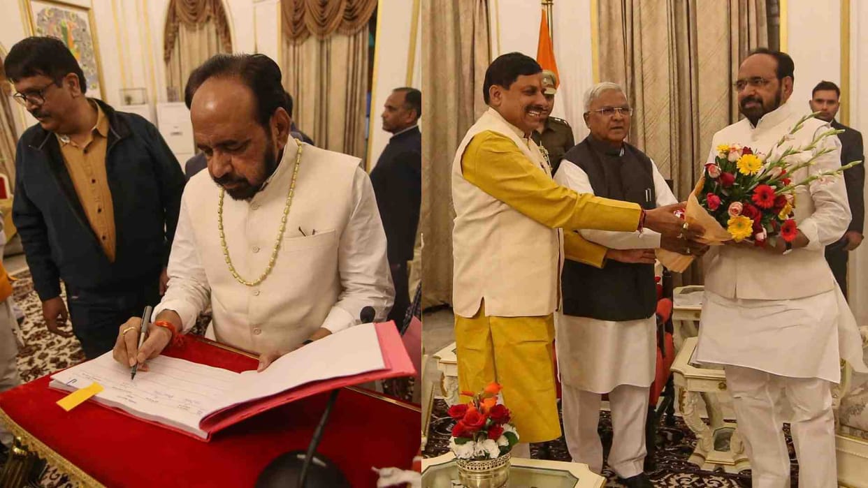 Gopal Bhargava took oath as Protem Speaker of Madhya Pradesh Assembly.