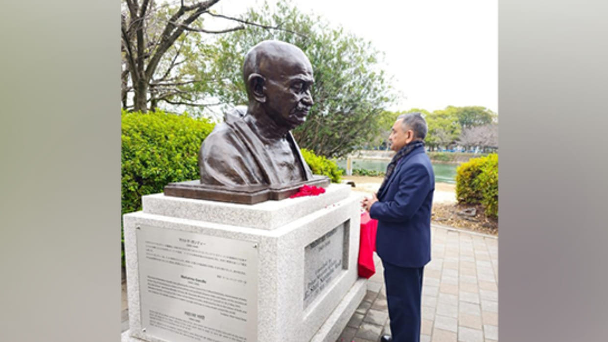 India CDS General Anil Chauhan lays wreath at Hiroshima Peace Park during Japan visit
