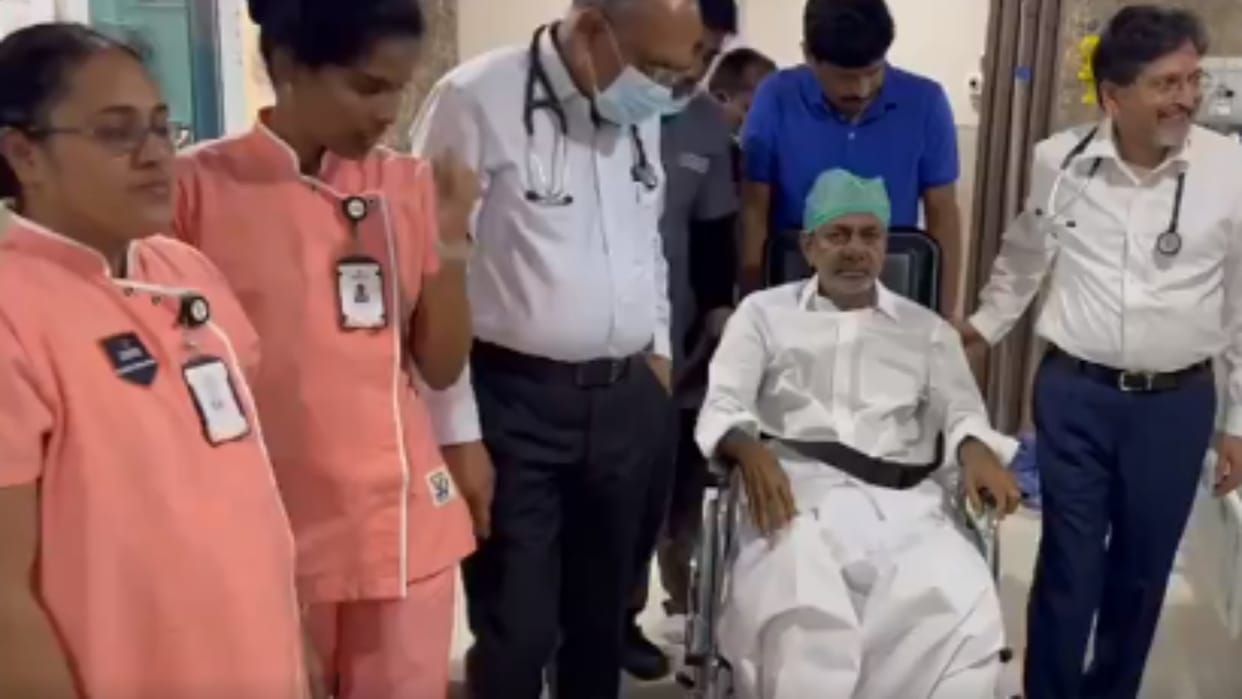 Former CM of Telangana and BRS party national leader KCR discharged from Yashoda Hospital in Hyderabad