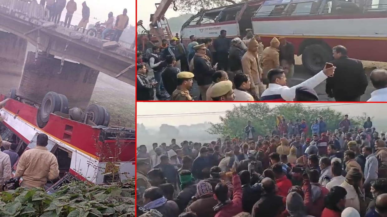 bus coming from Lucknow to Siddharthnagar overturned in Tulsipur