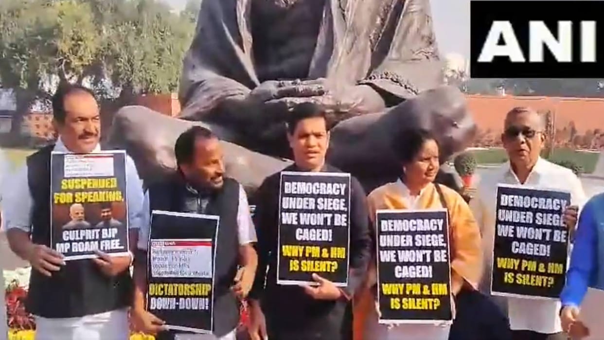 Opposition MPs stage protest in Parliament complex against suspensions