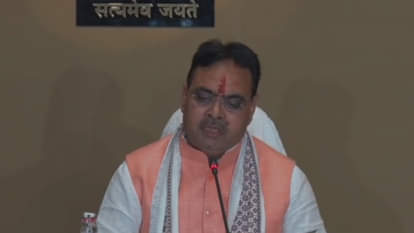 राजस्थान के सीएम भजनलाल शर्मा ने पीसी को संबोधित किया।