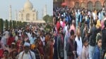 Agra: वीकेंड में ताज पर उमड़े पर्यटक, टोकन लेने को करना पड़ा इंतजार
