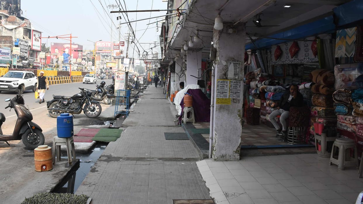 Police patrolling and removing encroachments in Golghar Gorakhpur