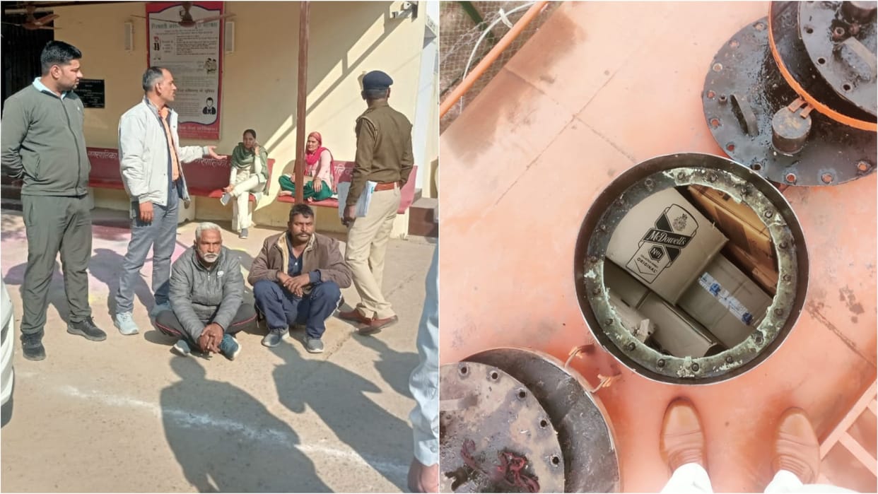 Mahendergarh: 352 boxes of English liquor caught from oil tanker