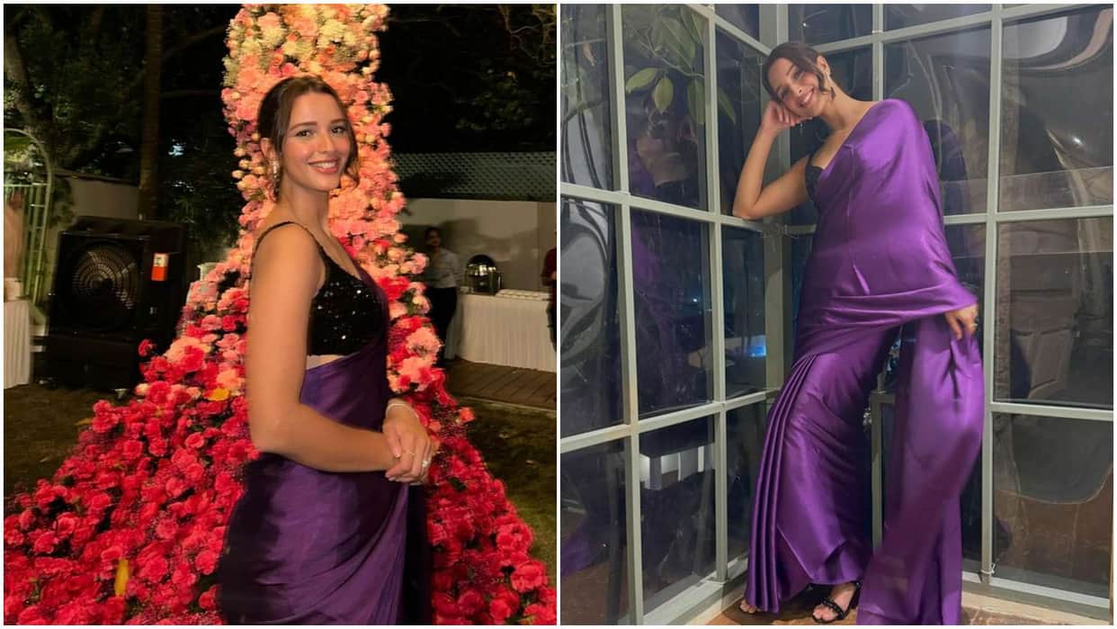 Animal actress Triptii Dimri Posted PhotoS in Purple Saree and now fans calling her Bhabhi 2