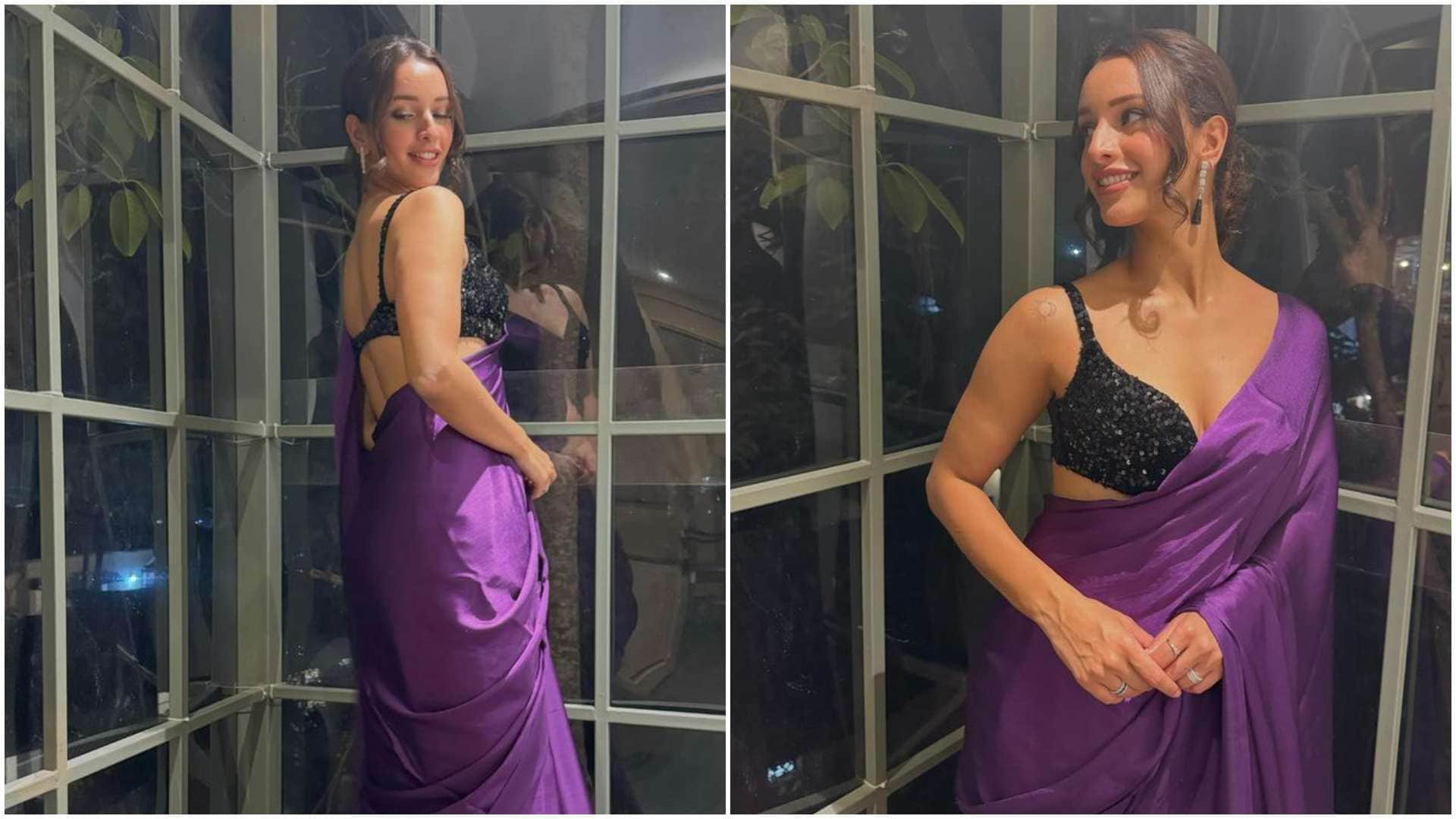 Animal actress Triptii Dimri Posted PhotoS in Purple Saree and now fans calling her Bhabhi 2