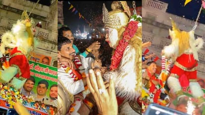 Chief Minister Mohan Yadav garlanded Hanuman ji in the welcome rally.