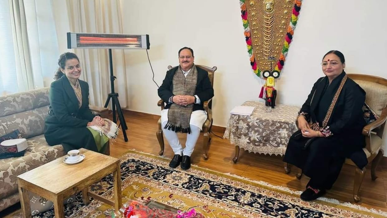 Actress kangana ranaut meet BJP Chief JP Nadda in Kullu