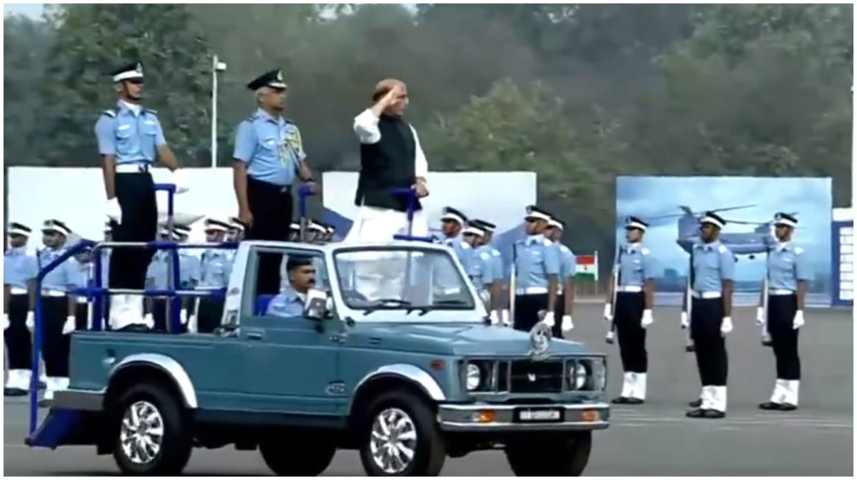 Defence MinisteR reviews the CGP for the 212th Officers’ Course hoisted by AFA in Dundigal