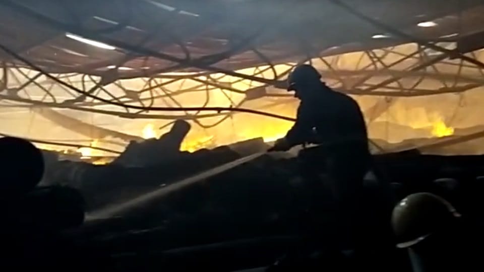 massive fire broke out in a textile factory in Sahibabad