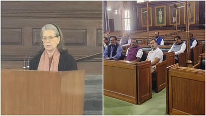 Sonia Gandhi addressed Congress Parliamentary Party meeting in the Central Hall of the Old Parliament House