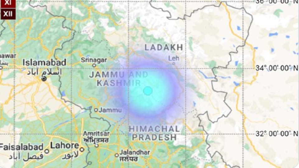Earthquake of Magnitude 3.5 in jammu kashmir Kishtwar
