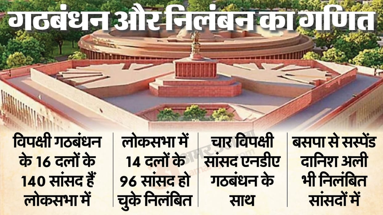 Parliament Opposition Leader suspension Only 40 MPs of INDIA in Lok Sabha including Rahul-Sonia Gandhi