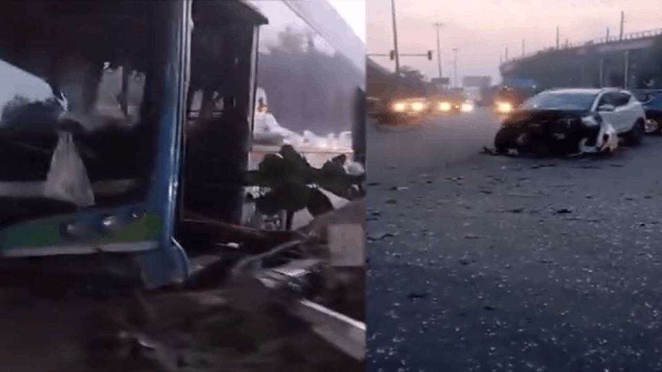 Electric bus and car collided on Moti Nagar flyover in Delhi